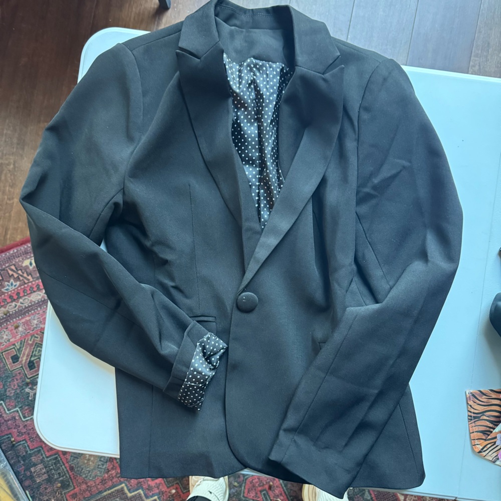 Black Blazer with Polka Dot Lining